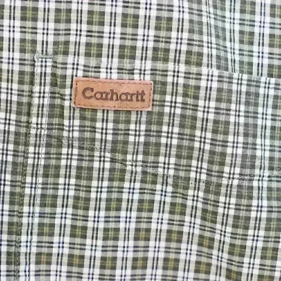 Men's Carhartt green/white check long sleeve button down collar shirt size XL - Picture 5 of 16